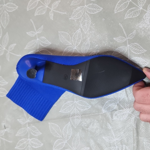 Blue High Heel Knit Boot - Picture 7 of 8